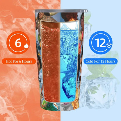 Moana and Pua Cartoon Movie Insulated Tumbler with Straws Stainless Steel Coffee Mugs Double Wall Car Bottle Cups 20oz