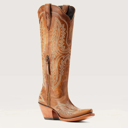 Women Western Cowboy Style Boots Pointed Thick High Heels Knee Length Embroidered Boot Autumn Block Heel Retro Casual Shoes