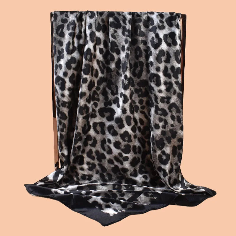 1PCS Women's Sexy Multicolor Leopard Print Woven Scarf Large Fashionable Headscarf for Travel Party Ladies Silk Square Scarf