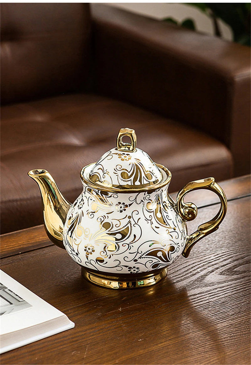 900ML European British Teapot  Porcelain High-Capacity Tea Pot With Filter Luxury Teaware Heat Resistant Kettle Pot Ceramic
