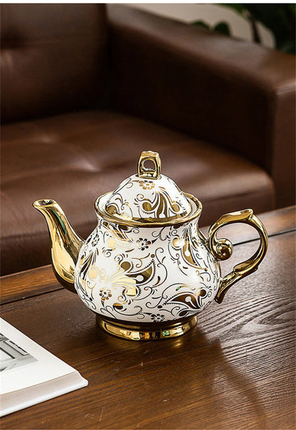 900ML European British Teapot  Porcelain High-Capacity Tea Pot With Filter Luxury Teaware Heat Resistant Kettle Pot Ceramic