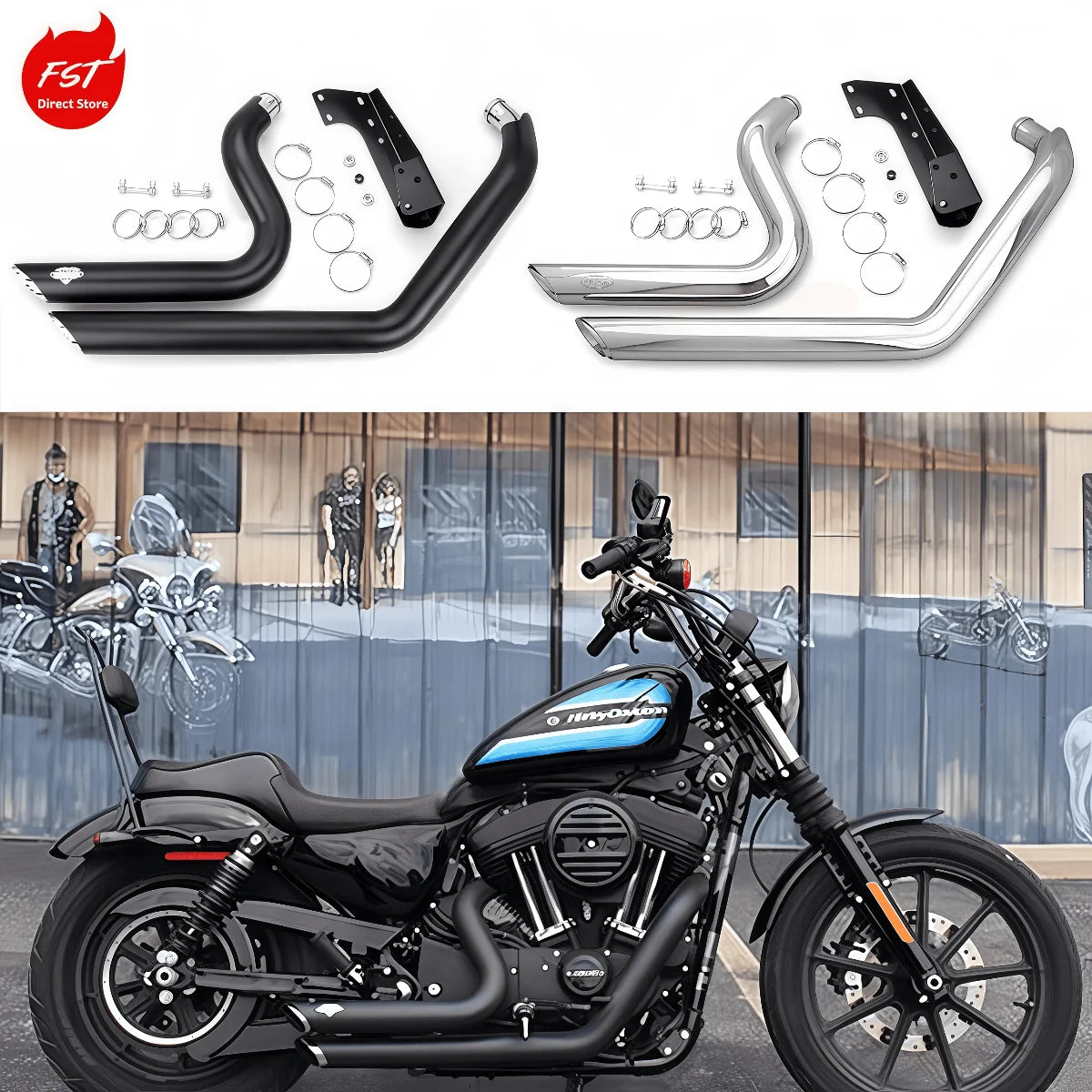 Harley Davidson Sportster 883/1200/72 VH Style Taiwan Made Horse Hoof Sound Exhaust Muffler for VANCE&HINES System
