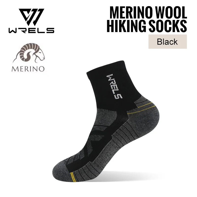 WRELS 1/3Pairs Merino Wool Socks Warm Thick Cushion Wool Socks Running Moisture Wicking Sports Socks Merino Wool Hiking Socks