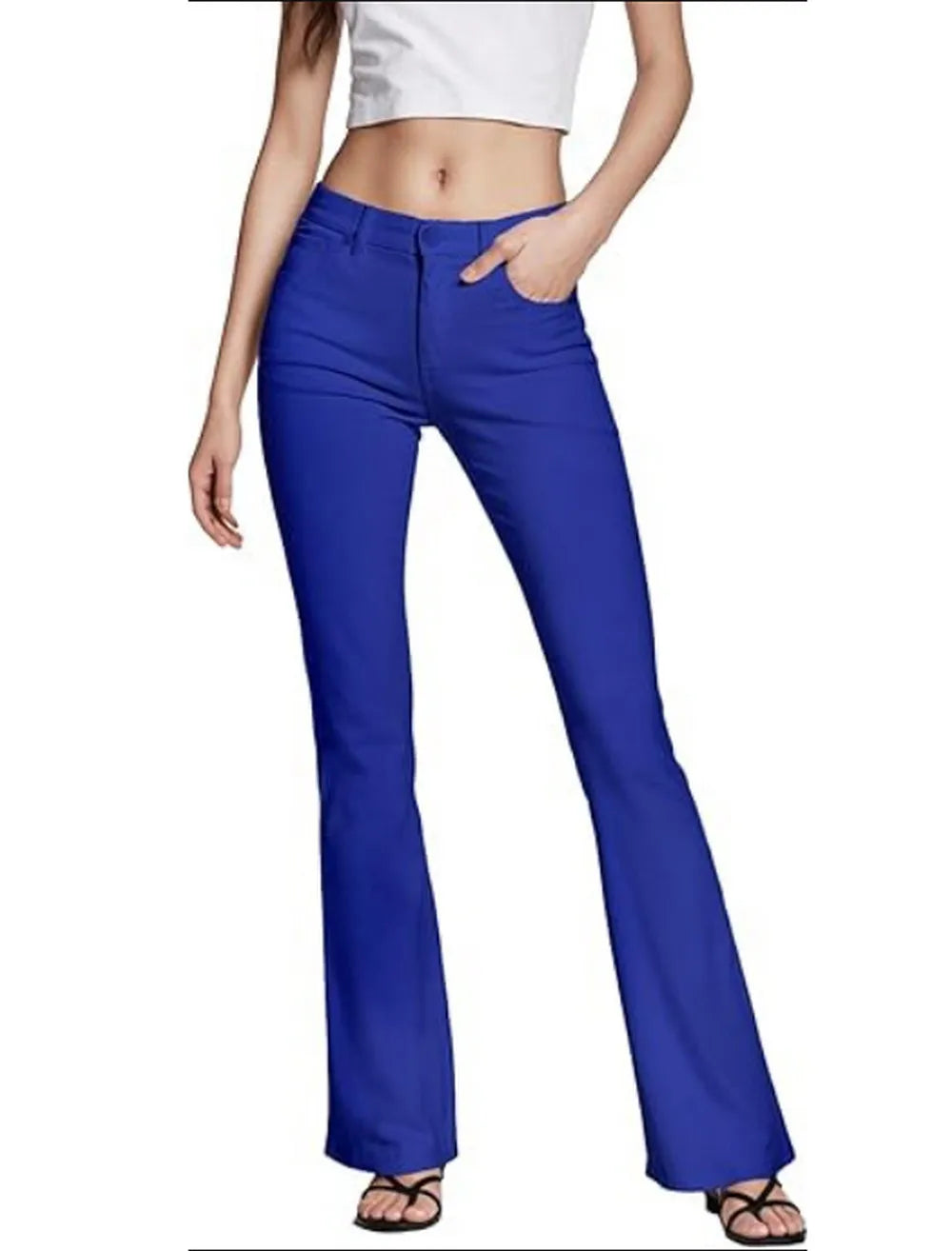 Women Flare Pants Dress With Pockets Stretch Pencil Bootcut Bell Bottom Trousers Flared Jeans Work Casual