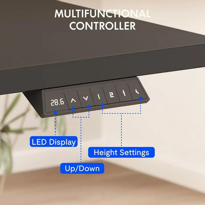Electric Height-Adjustable Standing Desk 55 x 28 with Clamp Power Strip and Cable Management