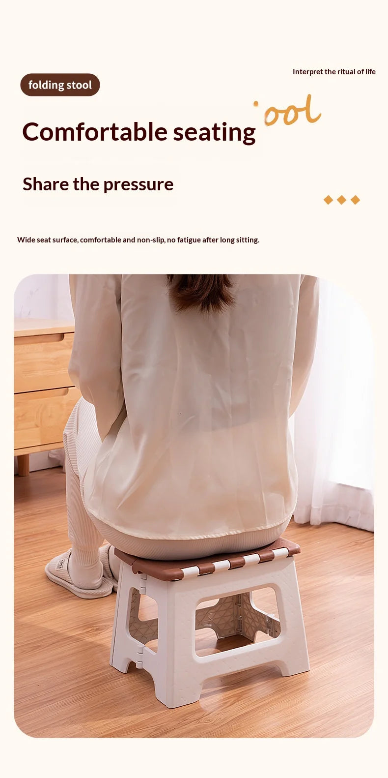Folding stool, portable outdoor bench, low plastic, easy to carry, suitable for street vending, thickened stool, small household