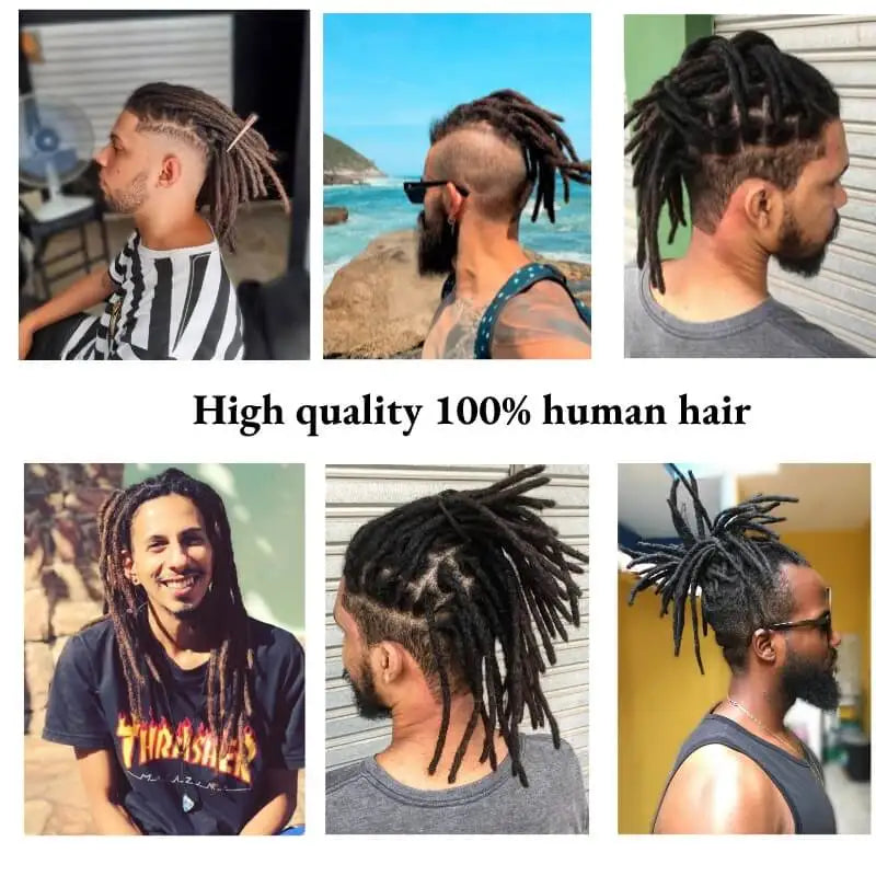 Dreadlock Toupee Men Male Hair Prosthesis Mono Afro Curly Hair System Unit for Black Men 100% Natural Human Hair Men's Wig