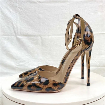 Leopard Print Sexy Women Pumps Shoes Women High Heels Pointed Toe Wedding Shoes 12cm Chaussure Femme QP023 ROVICIYA