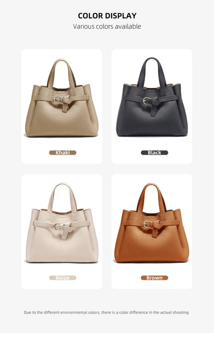 Zency Fashion Genuine Leather Top-handle Bag For Women Luxury Designer Crossbody Bag Zipper Purse Elegant OL Work Bag Tote Sac