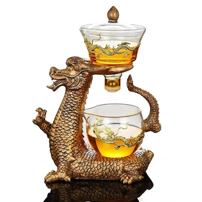 New Creative Dargon Teapot Full Automatic Glass Tea Set Pu'er Oolong Magnetic Suction Cup Teapot
