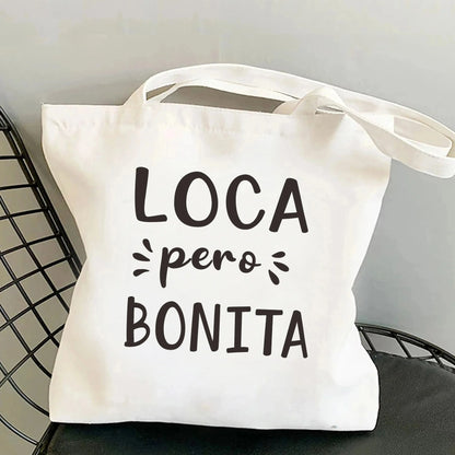 Spanish Women Shoulder Bag Graphic Harajuku Shopper Bags Large Capacity Canvas Tote Handbag No Zipper Eco Casual Girl Handbags