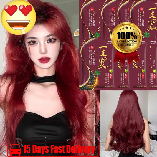 Natural Herbal Hair Dye Shampoo 3 in 1 Hair Color Shampoo Non-irritating Lasting Repair Nourish Gray White Hair Care Women Men