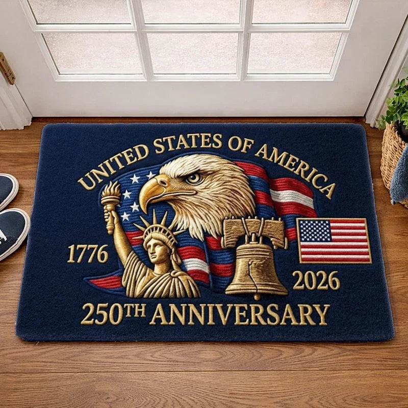 US Independence 250th Anniversary Doormat Multi Pack Set Patriotic Flannel Rug Non Slip Rubber Backing Washable Welcome Mat