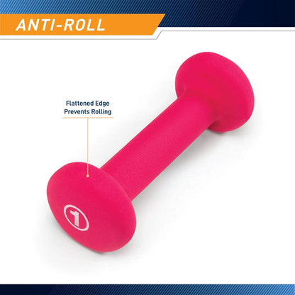 Neoprene Coated Home Dumbbells Set in Colors, Free Weights for Safe Men & Women Fitness Training