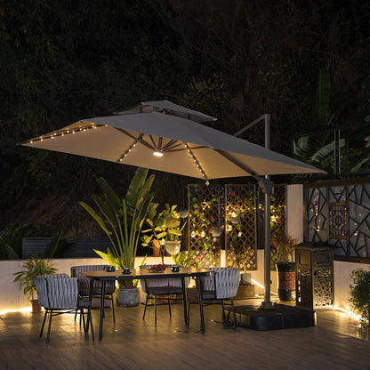 Led Big Size Umbrella Parasol Metal 3M Dia Solar Panel Patio Restaurant Umbrella Outdoor Garden Nature Wholesale Beach Umbrellas