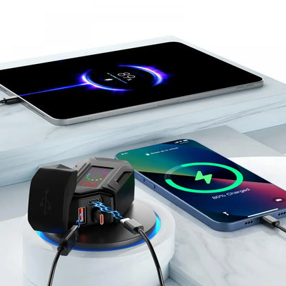 Motorcycle USB Charger 12V Power Supply Adapter with Voltmeter Handlebar USB Socket Charger Waterproof Motorcycle Accessories