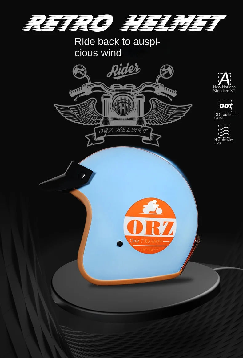 Retro semi-open motorcycle helmet cross-country motorcycle accessories motorcycle helmet 3/4 retro helmet in winter