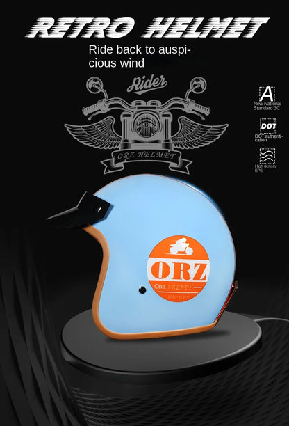 Retro semi-open motorcycle helmet cross-country motorcycle accessories motorcycle helmet 3/4 retro helmet in winter