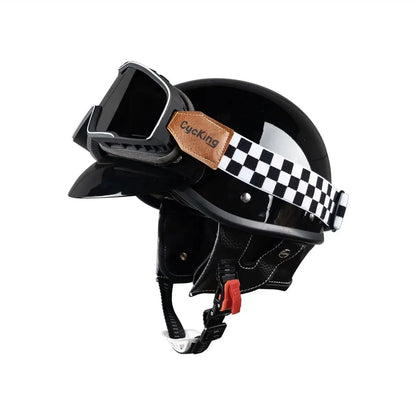 Motorcycle Helmet Half Helmet with Goggles Electric Vehicle Safety Helmet Suitable for Men and Women