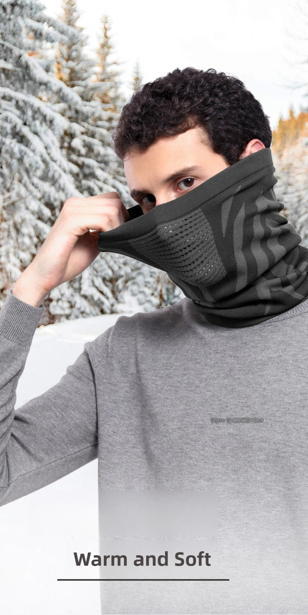 Motorcycle Balaclava Winter Neck Warmer Windproof Face Mask Cold Protection Seamless Scarf Ear Cover Breathable Riding Outdoor