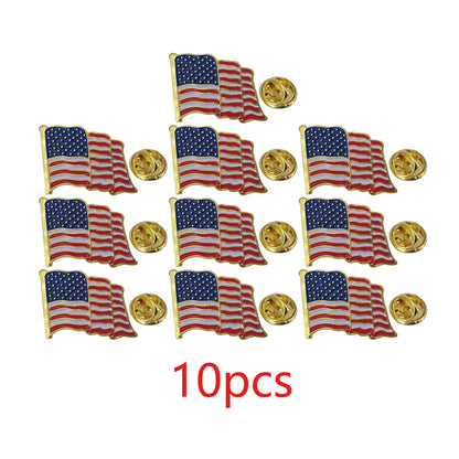 American Flag Pin Gold Plated Enamel Patriotic Waving USA Lapel Pin - Bulk Pack for Suit, Coats, Lanyards, Hats