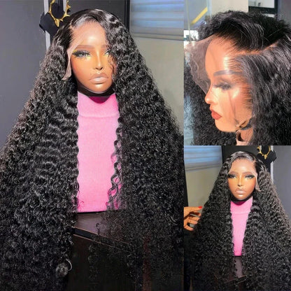 250 Density 13x6 Hd Lace Frontal Wigs Brazilian 32 34 40 Inch Deep Wave Curly Human Hair Wigs 100% For Black Women Preplucked