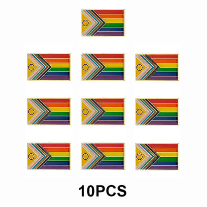 10PCS a lot Intersex Progress Pride Flag Metal Lapel Pin Flag Pin Badge