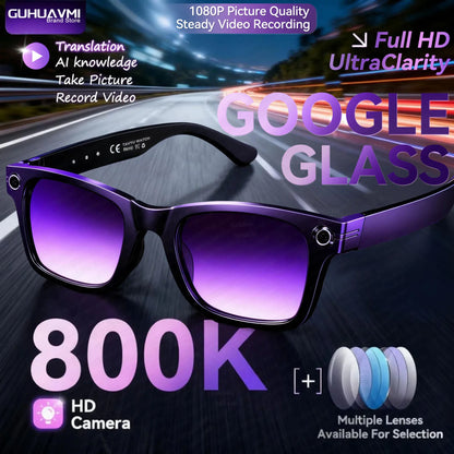 2025 New 8K HD Smart Glasses Photochromic Bluetooth Call Video Recording Voice Assistant Music Player Translate Camera Glasses
