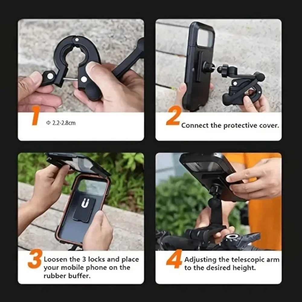 Universal 360° Swivel Adjustable Motorcycle Cellphone Holder Bicycle GPS Waterproof Motorcycle Bike Mobile Phone Holder Support