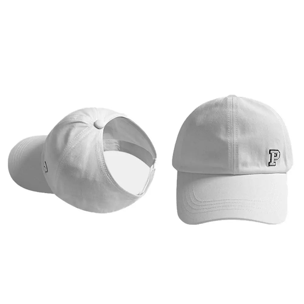Sports Hat Empty Top Cap Embroidered Letter Cotton Tied Ponytail Braid Girl Baseball Hat Sun Hat Korean Style Caps Baseball Cap