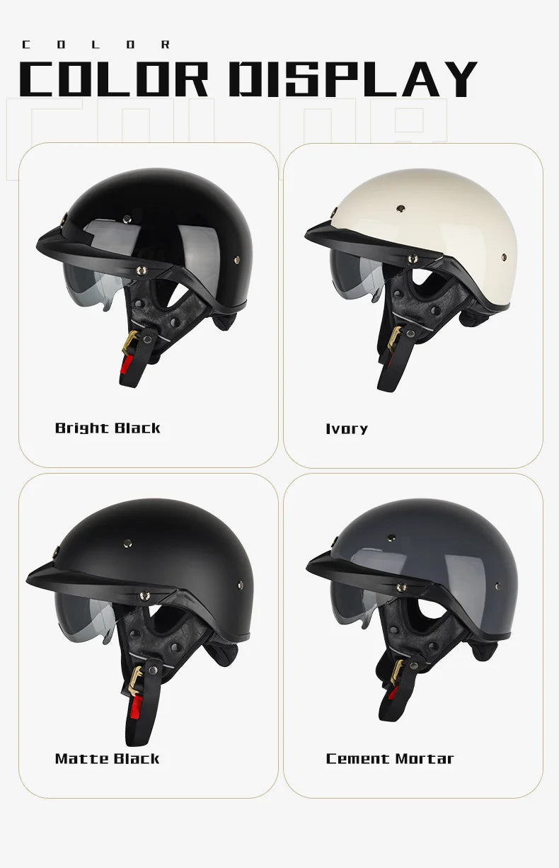 Summer Motorcycle Helmet S-XXXL Cascos Para Moto Retro Half Face Motorbike Riding Anti-UV Len Cool Style Chopper for Men Use