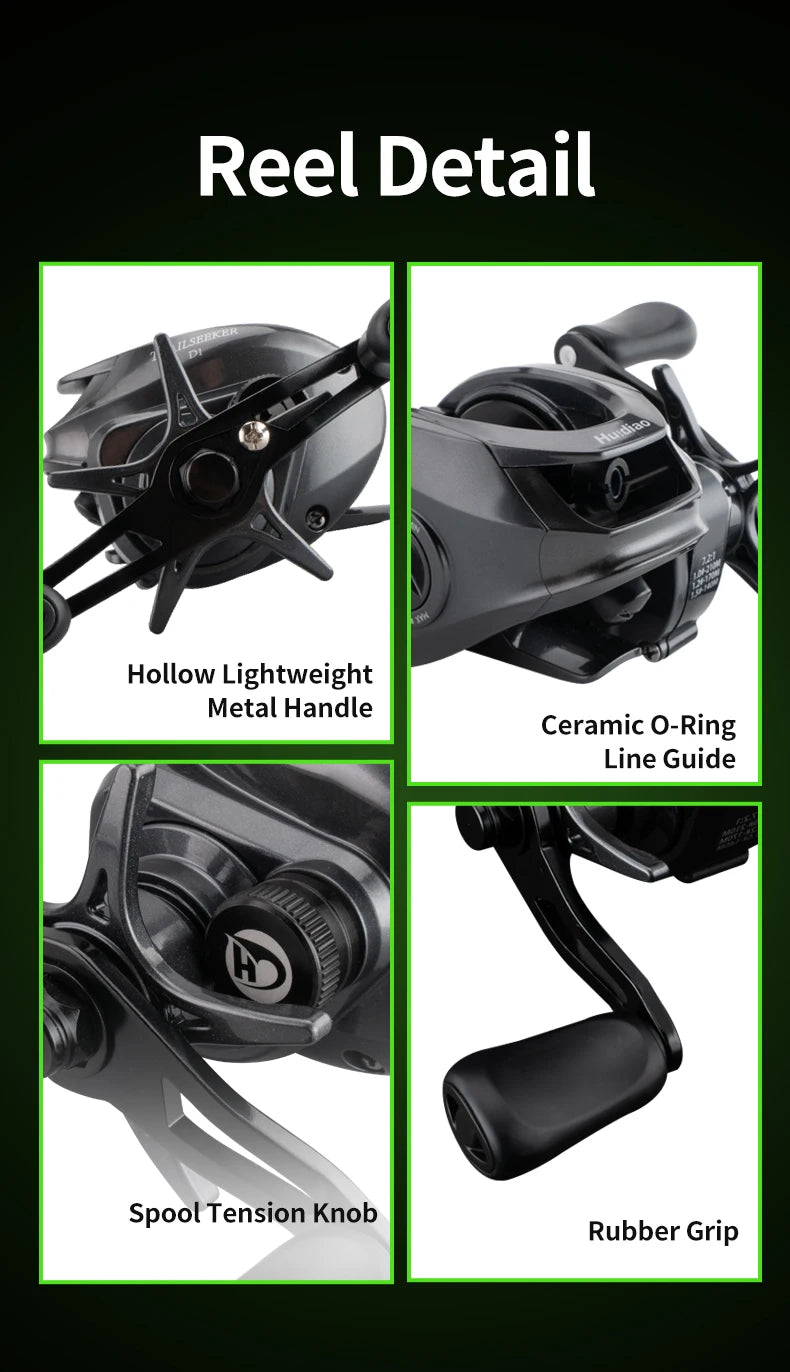 Huidiao TRAILSEEKER D1 Ultralight DC Baitcasting Reel 155g BFS Baitcaster 7.2:1 Zero Backlash 5+1BB for Bass Finesse Fishing