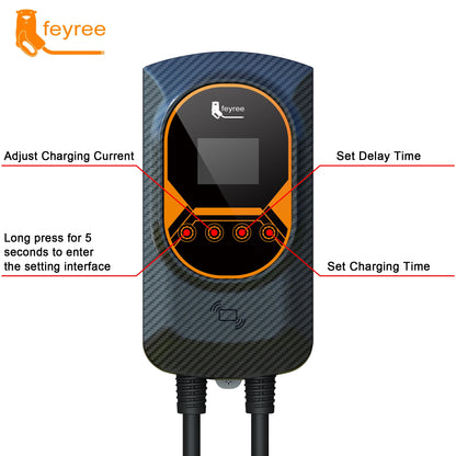 feyree EV Charger GB/T Socket EVSE Wallbox 32A 22KW 3Phase 16A 11KW Electric Vehicle APP Control Charging Station 7.6KW 5m Cable