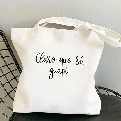 Spanish Women Shoulder Bag Graphic Harajuku Shopper Bags Large Capacity Canvas Tote Handbag No Zipper Eco Casual Girl Handbags