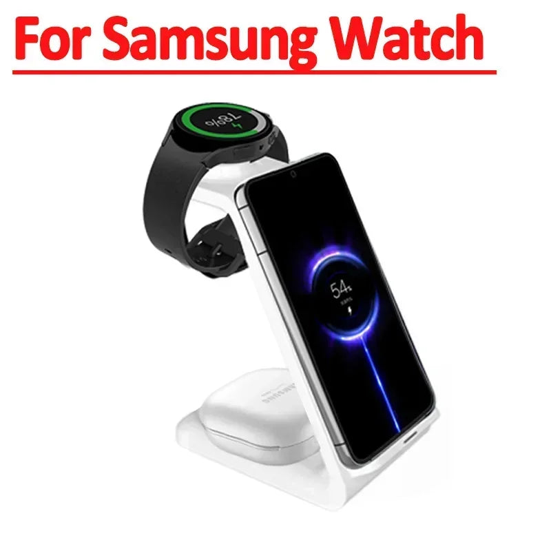 VIKEFON  3 in 1 Wireless Charger Stand for iPhone 16 15 14 13 12 Samsung Galaxy Apple Watch Airpods Pro Fast Charging Station