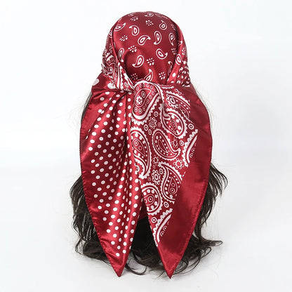Handkerchiefs Hair Silk Scarf 90*90cm Print Satin Big Square Silk Scarves Shawls for Women Luxury Brand Designer Hijab Headband