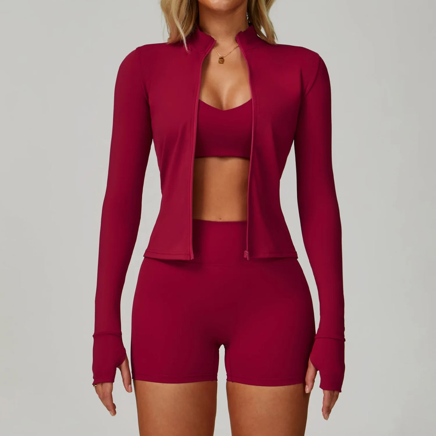 3PCS Yoga Sets Workout Set Women 2 Pieces Gym Suits High Waist Leggings Sport Bra Outfits Long Sleeve Fitness Running Sportswear