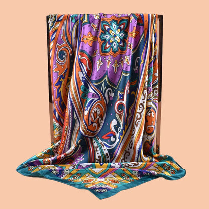 1PCS Ladies Multicolor Peacock Feather Pattern Large Tassel Shawl Fashionable Wrap Scarf for Travel Party Ladies Silk Scarf
