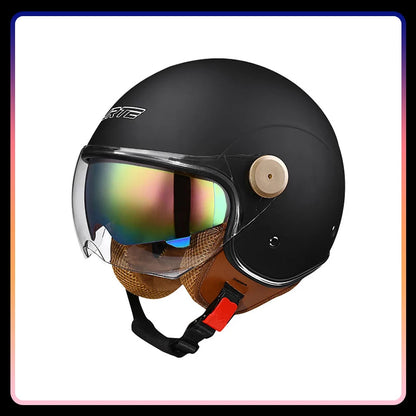 Retro Open Face Motorcycle Helmet Daul Lens DOT ECE Approved Vintage Jet Helmet 3/4 Open Half Helmet for Scooter Curiser Chopper