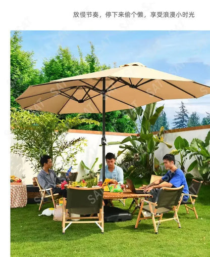 -Three-headed Parasol Outdoor Courtyard Leisure Umbrella With Big Umbrella Set Outside And Big Umbrella Stall Outdoor Garden