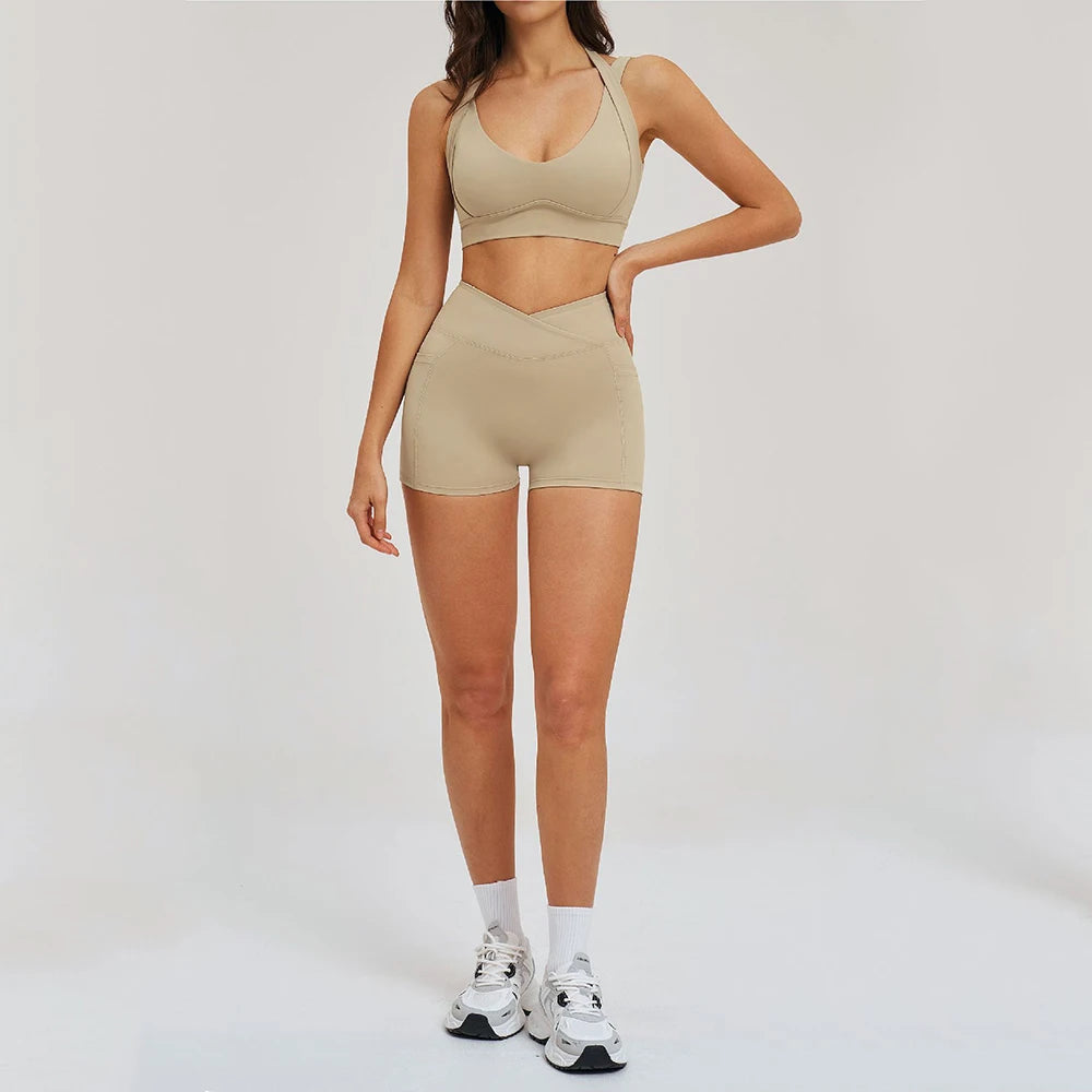 2 Pieces Yoga Suit for Women Clothes Sports Bra Shorts Sports Set Gym Running Training Sexy High Waist Butt Lift Sports Yoga Set