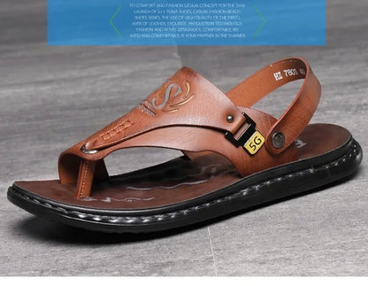 Sandals for Men High Quality Cow Leather Sandals Outdoor Casual Sport Sandals Anti Slip Beach Slippers for Men Summer Slippers