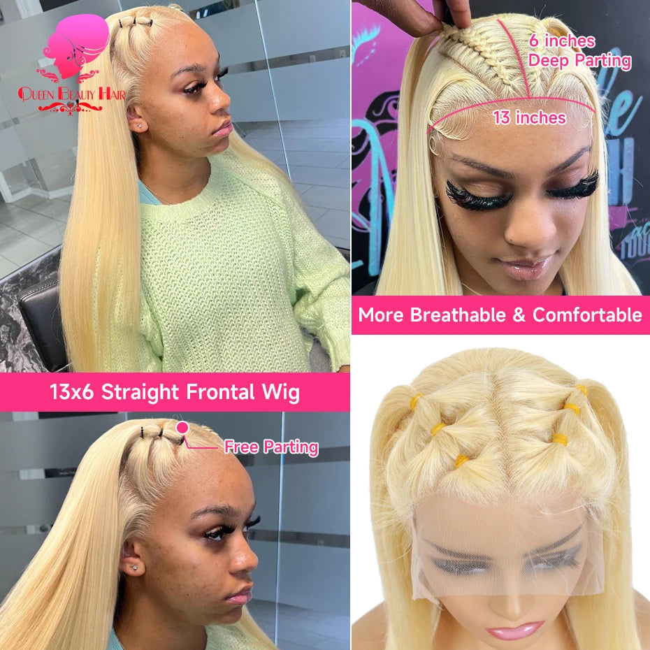 38 Inches 220 Density 360 Lace Frontal Wigs Straight Lace Frontal Wig 13x4 13x6 Blonde 613 Lace Front Human Hair Wigs For Women