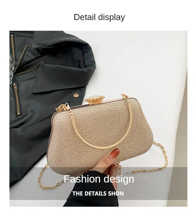 Luxury High Design Women Evening Bag Brand Party Banquet Glitter Bag for Ladies Wedding Clutch Handbag Shoulder Bag Chain Bolsas