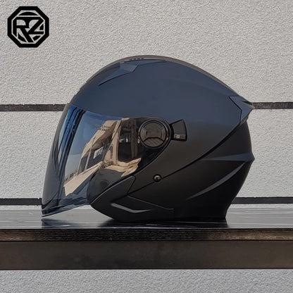 ORZ Motorcycle Helmet Half Face Double Lens Moto Four Seasons Men Women Street Fashion Helmet Capacete De Moto Safety