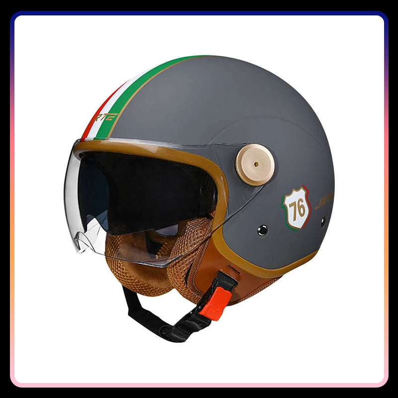 Daul Lens Open Face Motorcycle Helmets Retro Vintage Moto Jet Helmet Men Women DOT Unisex 3/4 Open Half Helm Cascos Para Motos