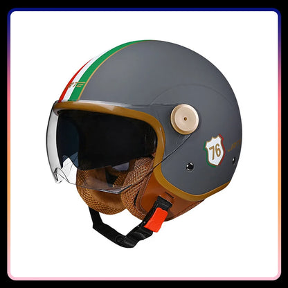 Open Face Motorcycle Helmets Biker 3/4 Open Face Helmet Men Women Retro Electric Scooter ABS Shell Moto Jet Helmet DOT Approved