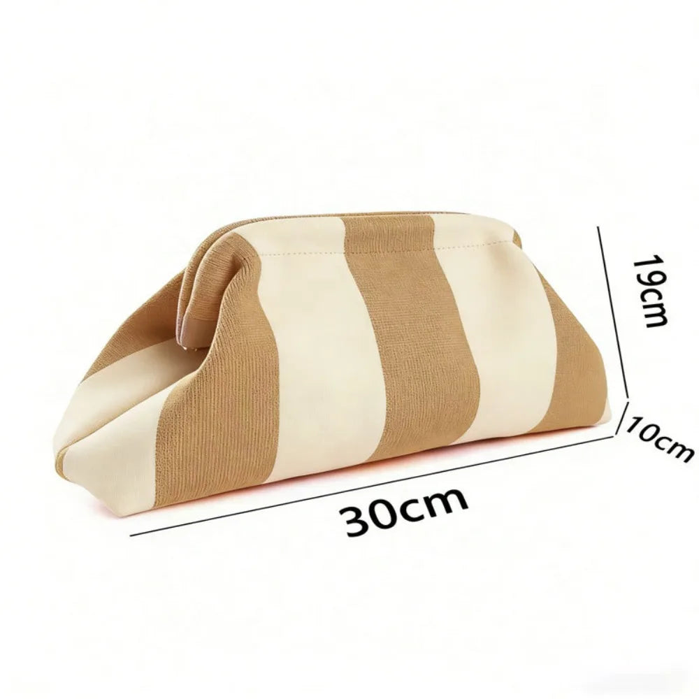 European and American trendy hot-selling women's striped makeup bag, knitted bag, girls' cloud beach clutch
