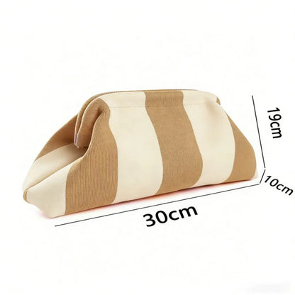European and American trendy hot-selling women's striped makeup bag, knitted bag, girls' cloud beach clutch