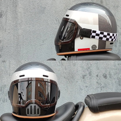ORZ Retro Motorcycle Helmet Full Face Cruising Motorcycle Helmet Four Seasons Couple Street Pig Nose Helmet DOT Approved 729